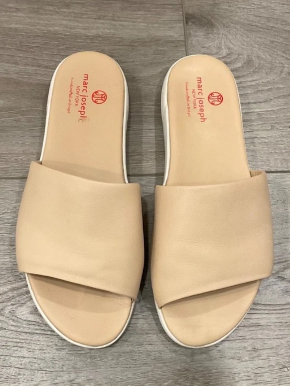 MARC JOSEPH NEW YORK Elizabeth Leather Slide Sandal Blush Cream Size 8.5